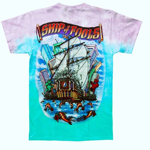 Grateful Dead Ship of Fool Original 2001 Liquid Blue rock Tie Dye T-Shirt XL NWT - Picture 5 of 7